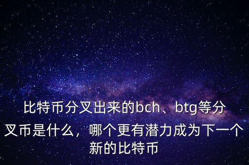 比特幣分叉出來的bch、btg等分叉幣是什么，哪個更有潛力成為下一個新的比特幣
