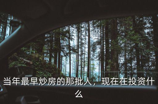 當年最早炒房的那批人，現(xiàn)在在投資什么