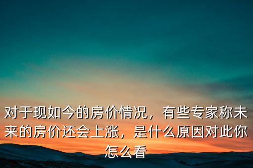 對于現(xiàn)如今的房價情況，有些專家稱未來的房價還會上漲，是什么原因?qū)Υ四阍趺纯? class=