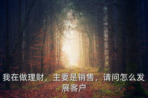 我在做理財(cái)，主要是銷售，請(qǐng)問怎么發(fā)展客戶
