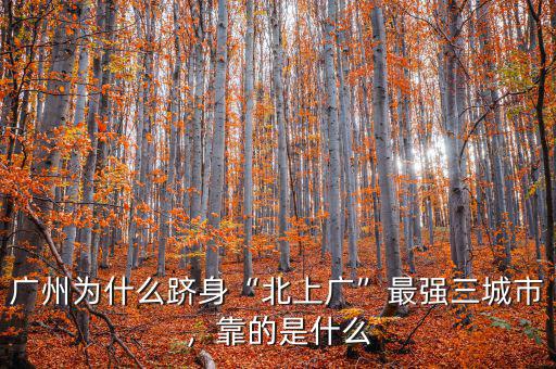 廣州為什么躋身“北上廣”最強(qiáng)三城市，靠的是什么