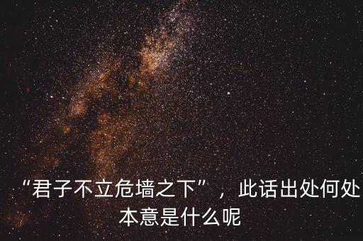 “君子不立危墻之下”，此話出處何處本意是什么呢