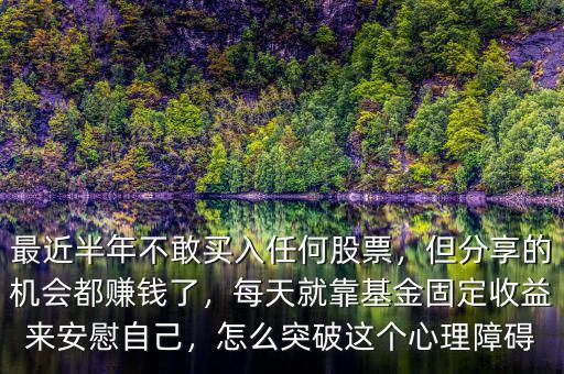 最近半年不敢買入任何股票，但分享的機會都賺錢了，每天就靠基金固定收益來安慰自己，怎么突破這個心理障礙