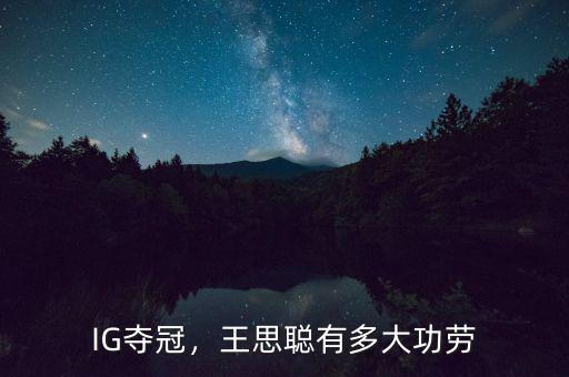 IG奪冠，王思聰有多大功勞