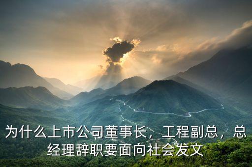 為什么上市公司董事長，工程副總，總經(jīng)理辭職要面向社會發(fā)文