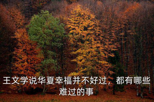 王文學(xué)說華夏幸福并不好過，都有哪些難過的事