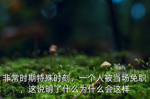 非常時期特殊時刻，一個人被當場免職，這說明了什么為什么會這樣