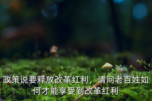 政策說要釋放改革紅利，請問老百姓如何才能享受到改革紅利