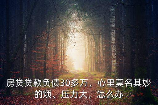 房貸貸款負債30多萬，心里莫名其妙的煩、壓力大，怎么辦