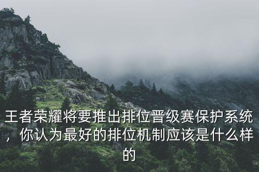 王者榮耀將要推出排位晉級賽保護系統(tǒng)，你認為最好的排位機制應該是什么樣的
