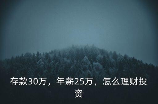 存款30萬，年薪25萬，怎么理財投資