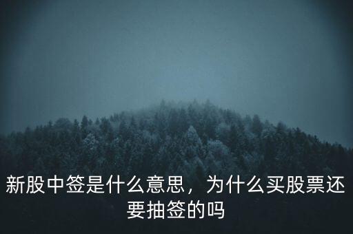 新股中簽是什么意思，為什么買股票還要抽簽的嗎