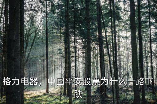 格力電器，中國平安股票為什么一路下跌