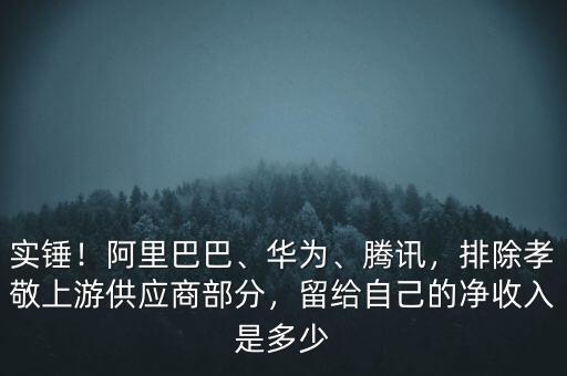 實錘！阿里巴巴、華為、騰訊，排除孝敬上游供應(yīng)商部分，留給自己的凈收入是多少