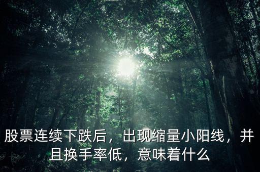 股票連續(xù)下跌后，出現(xiàn)縮量小陽(yáng)線，并且換手率低，意味著什么