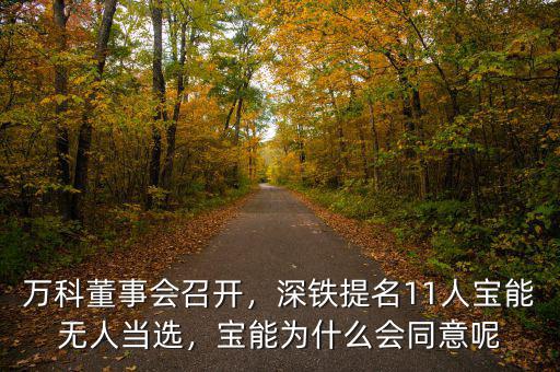 萬科董事會召開，深鐵提名11人寶能無人當(dāng)選，寶能為什么會同意呢