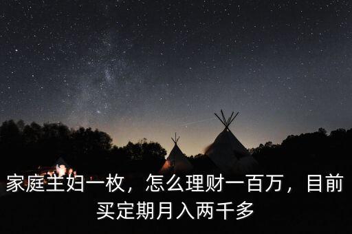 家庭主婦一枚，怎么理財一百萬，目前買定期月入兩千多