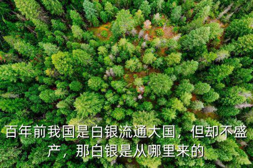 百年前我國是白銀流通大國，但卻不盛產(chǎn)，那白銀是從哪里來的