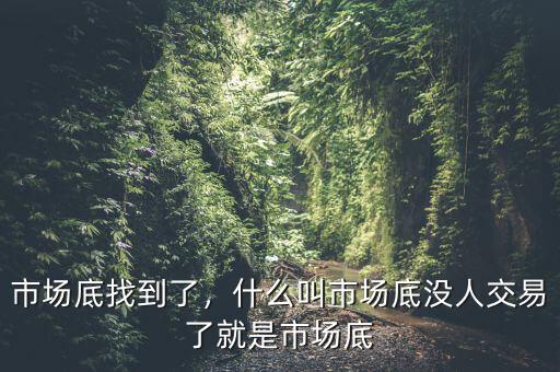市場(chǎng)底找到了，什么叫市場(chǎng)底沒人交易了就是市場(chǎng)底