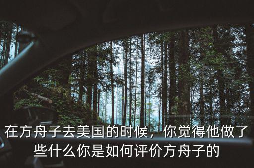 在方舟子去美國的時(shí)候，你覺得他做了些什么你是如何評(píng)價(jià)方舟子的