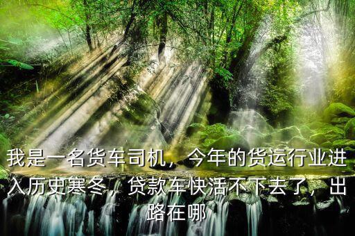 我是一名貨車(chē)司機(jī)，今年的貨運(yùn)行業(yè)進(jìn)入歷史寒冬，貸款車(chē)快活不下去了，出路在哪