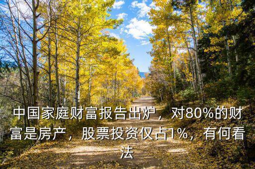 中國家庭財富報告出爐，對80%的財富是房產(chǎn)，股票投資僅占1%，有何看法