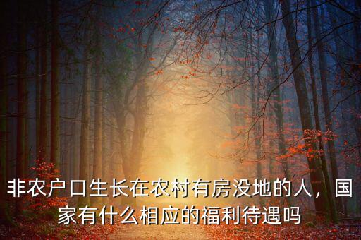 非農(nóng)戶口生長在農(nóng)村有房沒地的人，國家有什么相應的福利待遇嗎