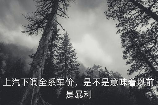 上汽下調(diào)全系車(chē)價(jià)，是不是意味著以前是暴利