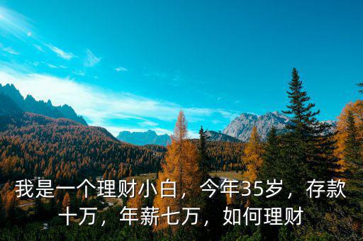 我是一個理財小白，今年35歲，存款十萬，年薪七萬，如何理財