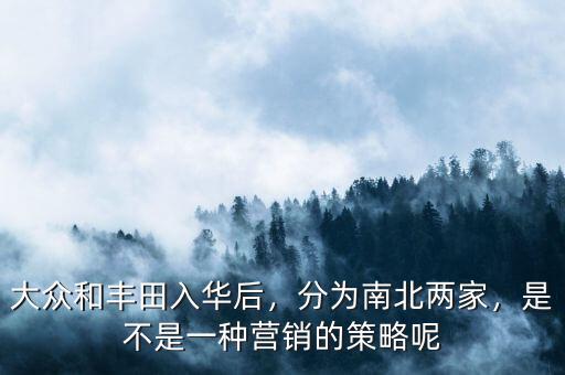 大眾和豐田入華后，分為南北兩家，是不是一種營銷的策略呢