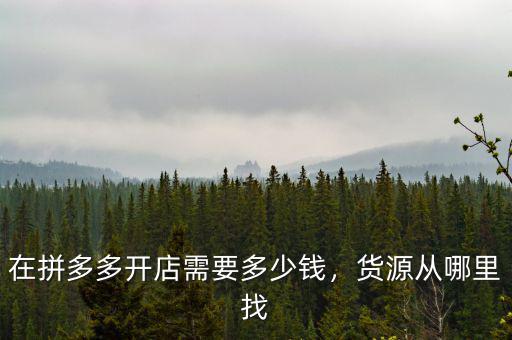 在拼多多開店需要多少錢，貨源從哪里找