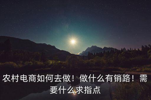 農(nóng)村電商如何去做！做什么有銷路！需要什么求指點