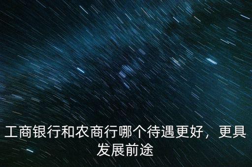 工商銀行和農(nóng)商行哪個待遇更好，更具發(fā)展前途