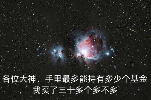 各位大神，手里最多能持有多少個(gè)基金我買了三十多個(gè)多不多