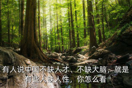 有人說(shuō)中國(guó)不缺人才、不缺大腦，就是有些人缺人性，你怎么看