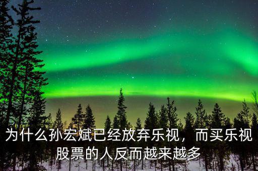 為什么孫宏斌已經(jīng)放棄樂(lè)視，而買(mǎi)樂(lè)視股票的人反而越來(lái)越多