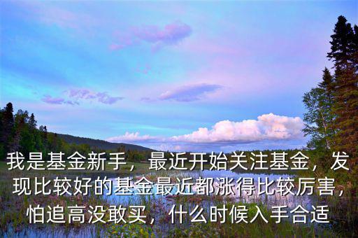 我是基金新手，最近開(kāi)始關(guān)注基金，發(fā)現(xiàn)比較好的基金最近都漲得比較厲害，怕追高沒(méi)敢買，什么時(shí)候入手合適