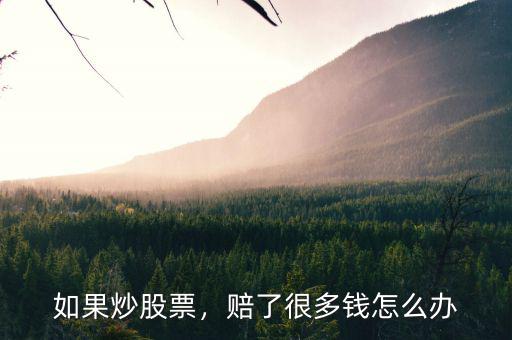 如果炒股票，賠了很多錢怎么辦