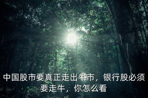 中國股市要真正走出牛市，銀行股必須要走牛，你怎么看