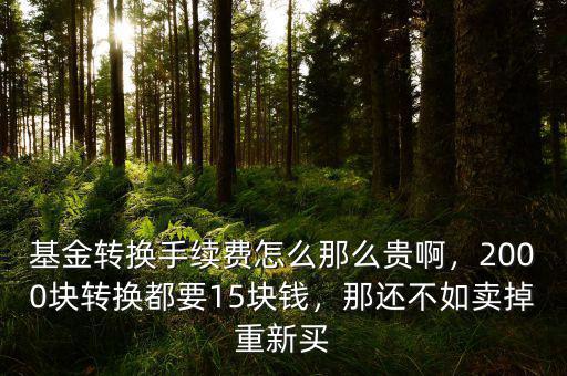 基金轉(zhuǎn)換手續(xù)費怎么那么貴啊，2000塊轉(zhuǎn)換都要15塊錢，那還不如賣掉重新買