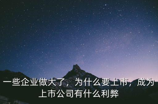 一些企業(yè)做大了，為什么要上市，成為上市公司有什么利弊