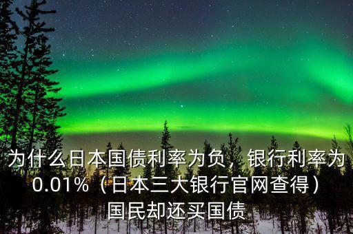 為什么日本國債利率為負(fù)，銀行利率為0.01%（日本三大銀行官網(wǎng)查得）國民卻還買國債