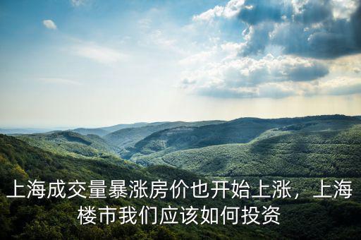 上海成交量暴漲房價也開始上漲，上海樓市我們應(yīng)該如何投資