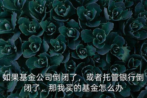 如果基金公司倒閉了，或者托管銀行倒閉了，那我買的基金怎么辦