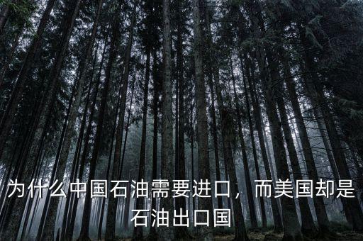 為什么中國石油需要進口，而美國卻是石油出口國