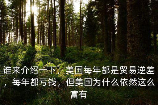 誰(shuí)來(lái)介紹一下，美國(guó)每年都是貿(mào)易逆差，每年都虧錢(qián)，但美國(guó)為什么依然這么富有