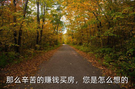 那么辛苦的賺錢買房，您是怎么想的