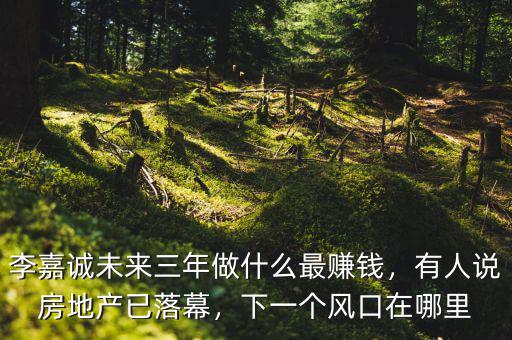 李嘉誠未來三年做什么最賺錢，有人說房地產(chǎn)已落幕，下一個(gè)風(fēng)口在哪里