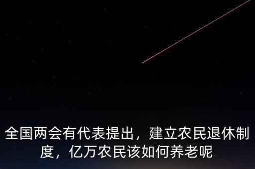 全國兩會有代表提出，建立農(nóng)民退休制度，億萬農(nóng)民該如何養(yǎng)老呢