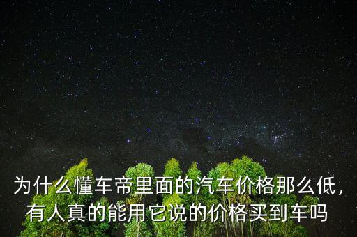 為什么懂車帝里面的汽車價格那么低，有人真的能用它說的價格買到車嗎